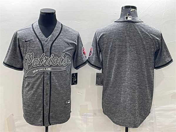 Mens New England Patriots Blank Gray With Patch Cool Base Stitched Baseball Jersey->new england patriots->NFL Jersey